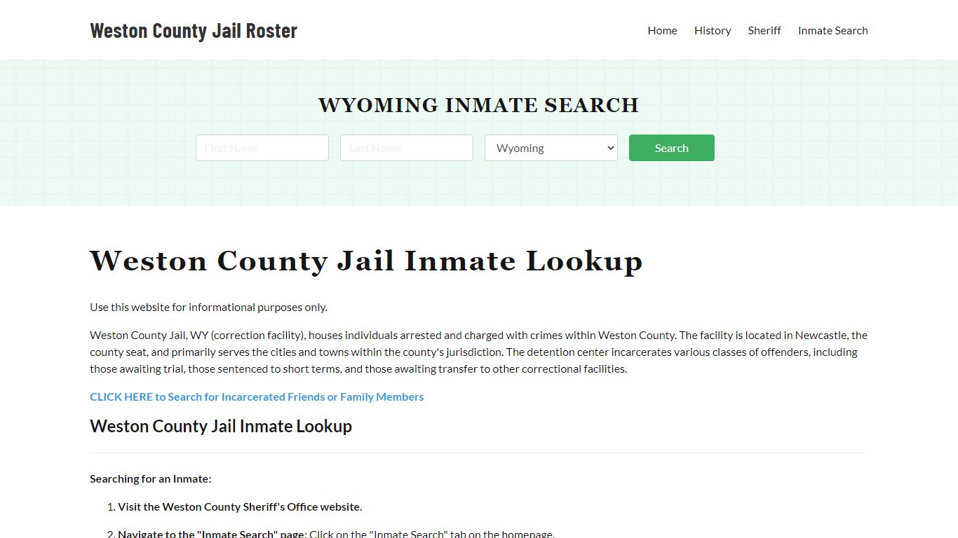 Weston County Jail Roster Lookup, WY, Inmate Search